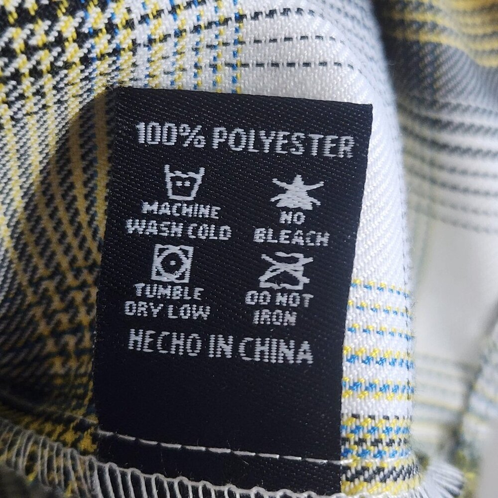 Dixxon Sublime Flannel Shirt Mens Extra Large White Yellow Plaid Snap Button - Picture 8 of 11